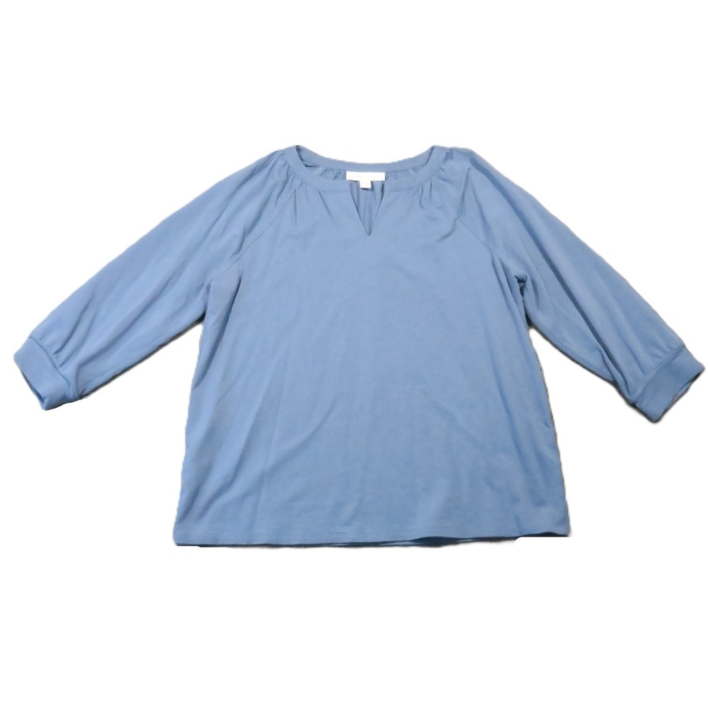 Pure J Jill Affinity French Terry Shirt S Blue Pima Cotton Tencel Coastal Cozy